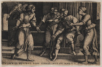 TvB G 4294
<br/>
Tobias en de aartsengel Rafaël bij Tobit en Anna
<br/>
<em>Pencz, Georg (ca.1500-1550)</em>